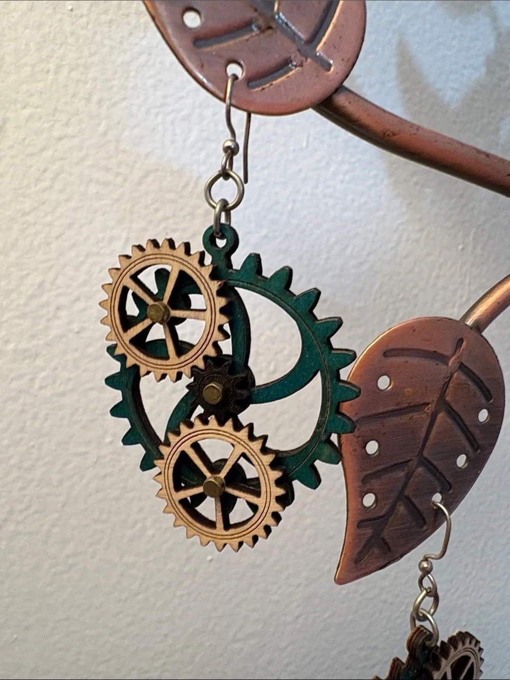 Wooden Steampunk Kinetic Earrings